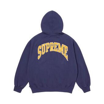Buy Supreme Cracked Raglan Zip Up Hooded Sweatshirt 'Washed Navy