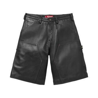 h*a様 supreme Leather Trooper レザー　トルーパー　キ Buy Supreme Leather Double Knee Painter Short 'Black' - SS26SH41