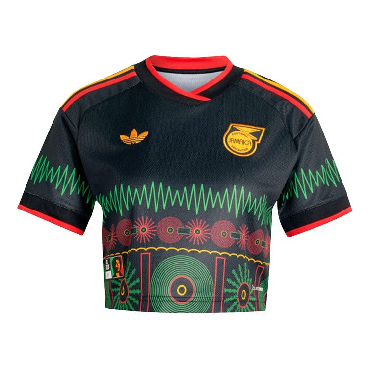 adidas Women's Jamaica 2026 Bob Marley Away Cropped Jersey Black — foto 2