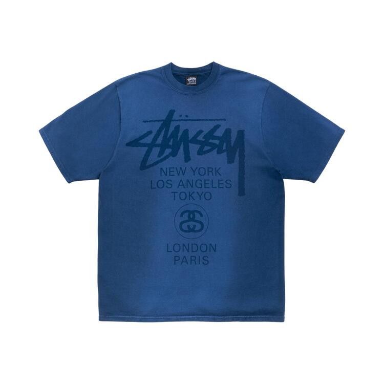 Buy Stussy World Tour Tee 'Sun Faded Navy' - 3903962SF SUN | GOAT