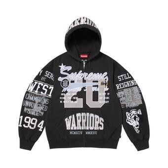 Buy Supreme Warriors Appliqué Zip Up Hooded Sweatshirt 'Black