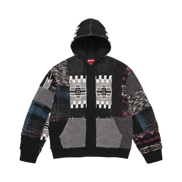 Buy Supreme Patchwork Zip Up Hooded Sweater 'Black' - SS26SK37