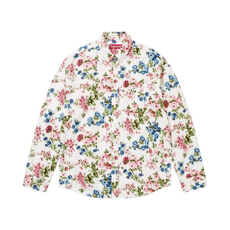 Buy Supreme Floral Flannel Shirt 'White' - SS26S21 WHITE | GOAT