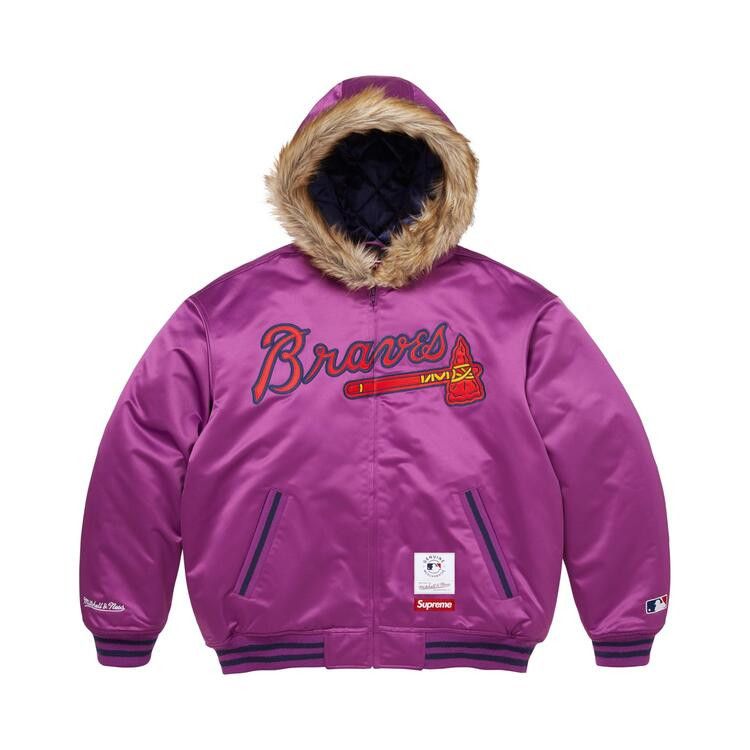 Buy Supreme x Mitchell & Ness Teams Hooded Satin Varsity Jacket