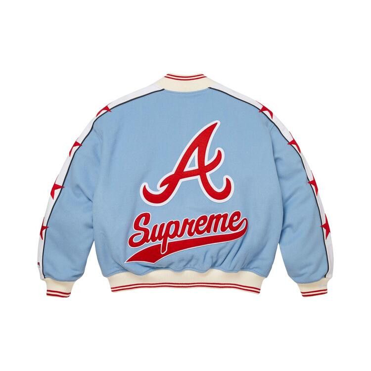 Buy Supreme x Mitchell & Ness Teams Varsity Jacket 'Light Blue