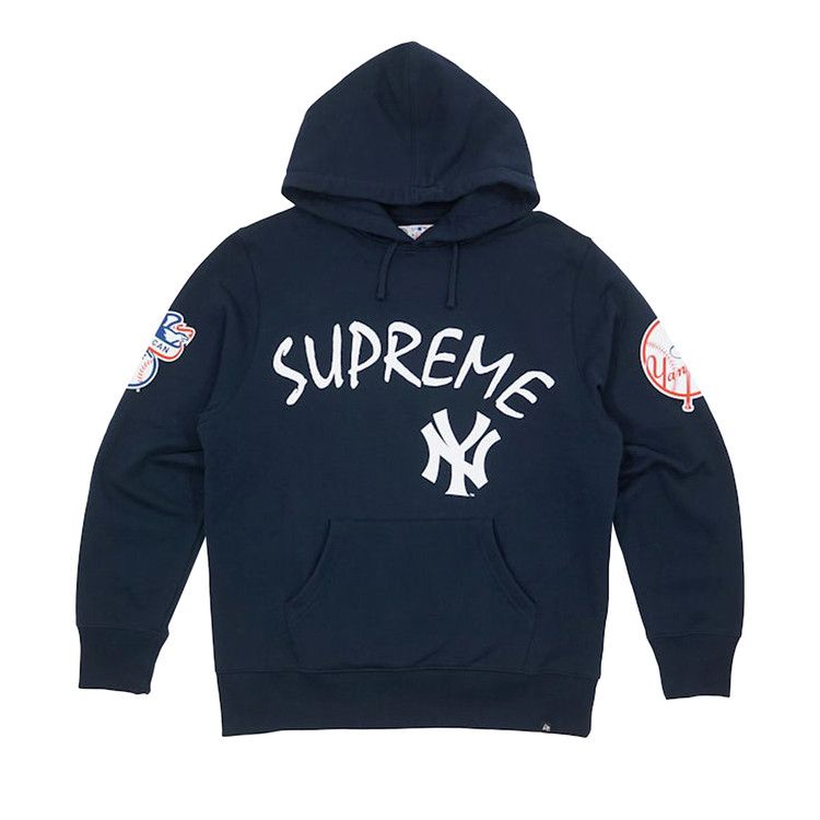 Buy Supreme Yankees Hooded Sweatshirt 'Navy' - SS15SW3 NAVY | GOAT