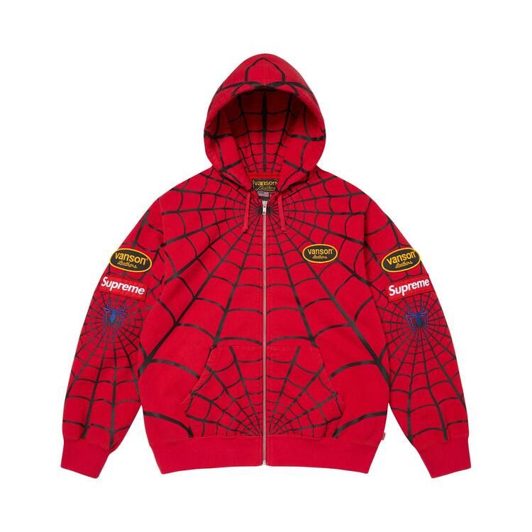 Buy Supreme x Vanson Leathers Spider-Man Zip Up Hooded Sweatshirt