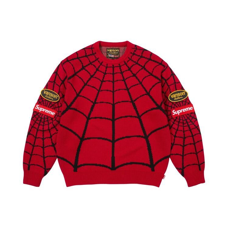 Buy Supreme x Vanson Leathers Spider-Man Sweater 'Red' - SS26SK41