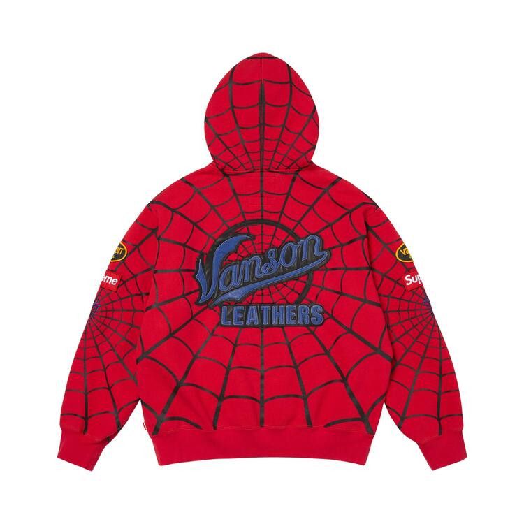 トップス Supreme Vanson Spider-Man Zip Up Hooded Buy Supreme x Vanson Leathers Spider-Man Zip Up Hooded Sweatshirt