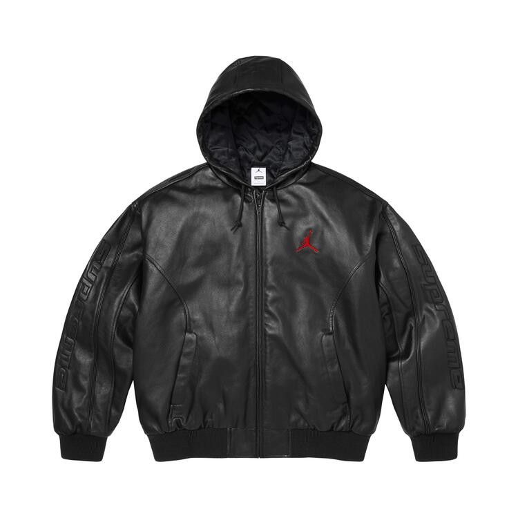 Buy Supreme x Jordan Hooded Leather Jacket 