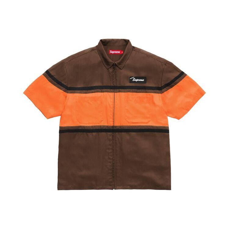 Buy Supreme Silk Zip Up Short-Sleeve Shirt 'Brown' - SS26S42 BROWN