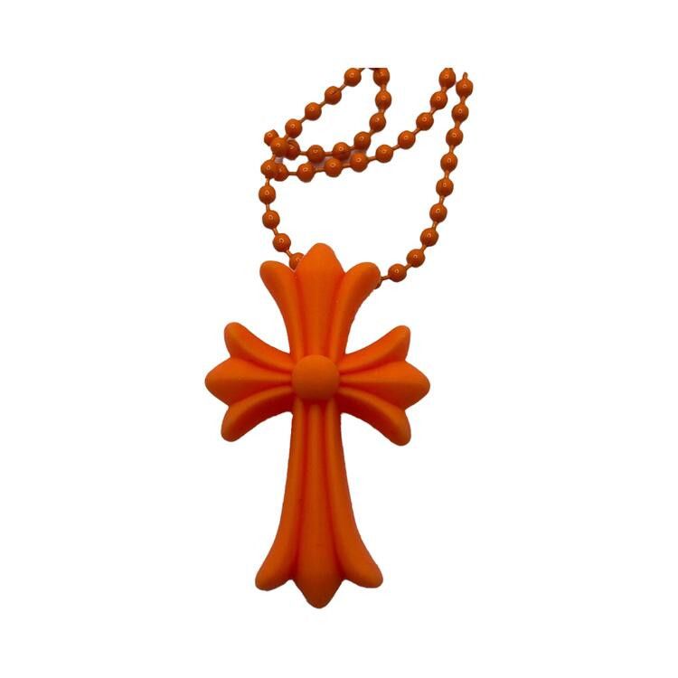 カボチャJURASSIC HEARTS 大体クロムハーツ Buy Chrome Hearts Silicone Cross Necklace 'Orange' - CHRM0492 ORAN