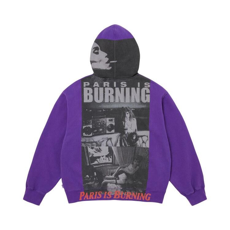 Buy Supreme Paris Is Burning Zip Up Hooded Sweatshirt 'Purple