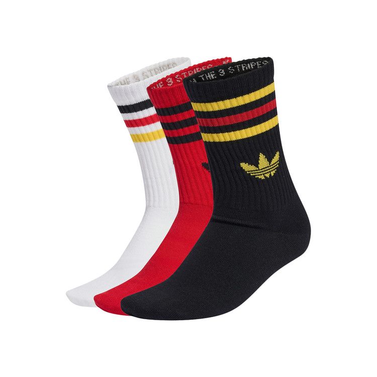 Adidas Originals 3-Stripes Crew Socks 3 Pairs 'White / Better Scarlet / Black' — foto 2