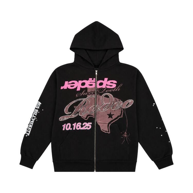 Buy Sp5der Rodeo Texas Zip Hoodie 'Black' - ST052FW25BLK | GOAT