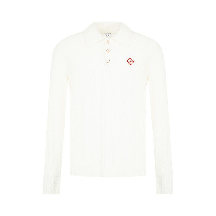 Casablanca Cotton Nylon Boucle Long Sleeve Polo 'White' — foto 2