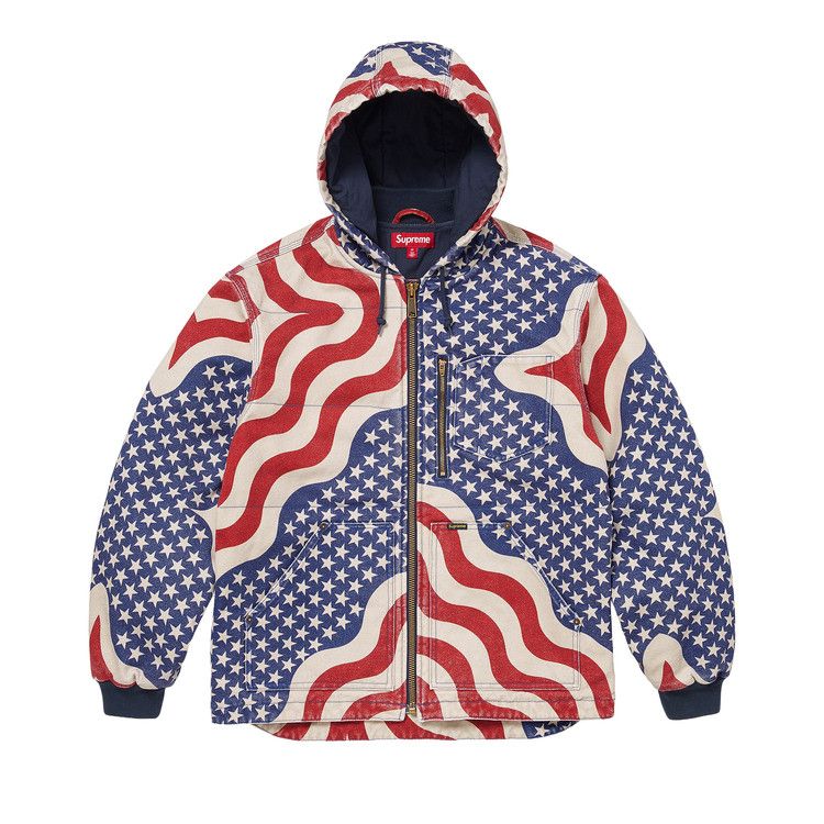 Buy Supreme Flag Quilted Hooded Work Jacket 'Multicolor' - SS26J60