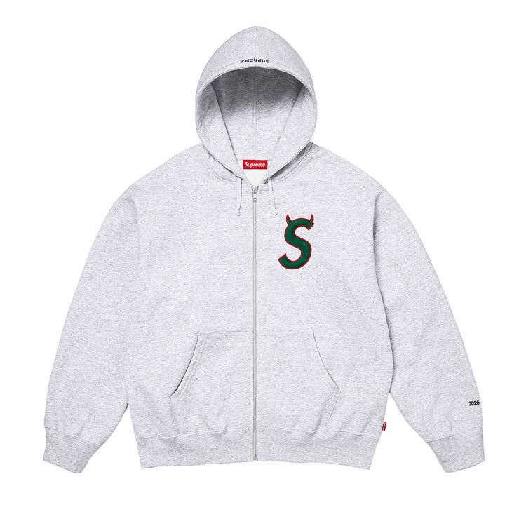Buy Supreme Devil S Logo Zip Up Hooded Sweatshirt 'Ash Grey