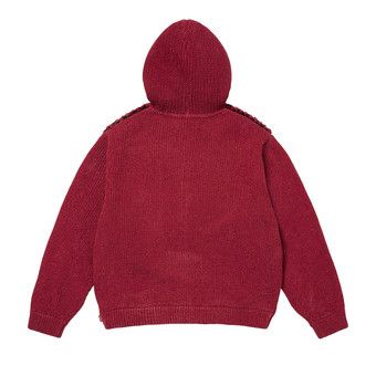 Buy Supreme Checkerboard Faux Fur Zip Up Hooded Sweater 'Red