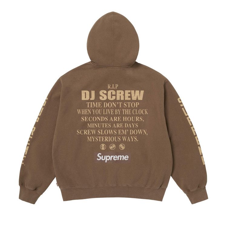 Buy Supreme x Dj Screw Zip Up Hooded Sweatshirt 'Dusty Brown