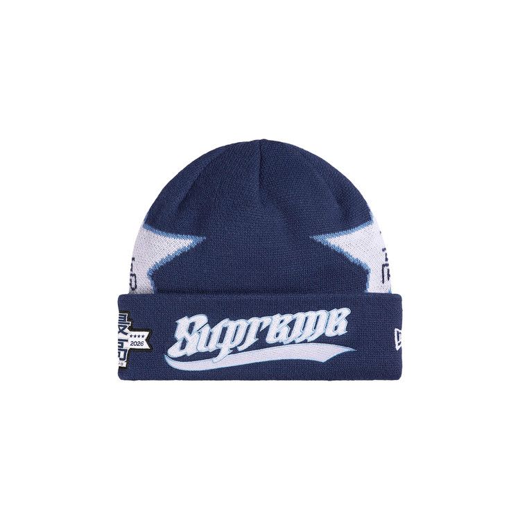 Buy Supreme New Era Stars Beanie 'Navy' - SS26BN18 NAVY | GOAT