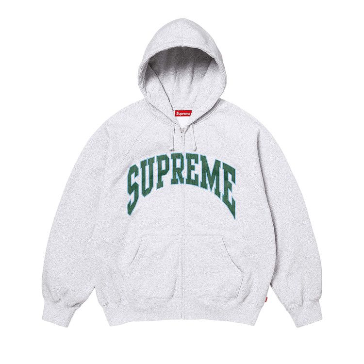 Buy Supreme Cracked Raglan Zip Up Hooded Sweatshirt 'Ash Grey
