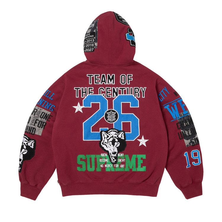 Buy Supreme Warriors Appliqué Zip Up Hooded Sweatshirt 'Cardinal