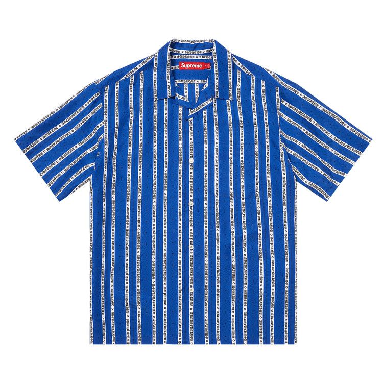 Buy Supreme Old English Stripe Silk Short-Sleeve Shirt 'Royal