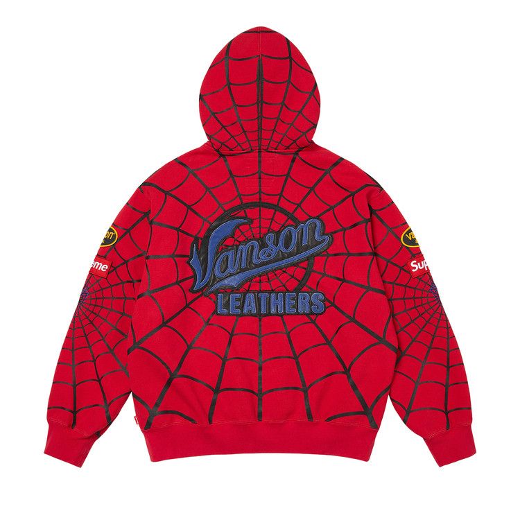 Buy Supreme x Vanson Leathers Spider-Man Zip Up Hooded Sweatshirt
