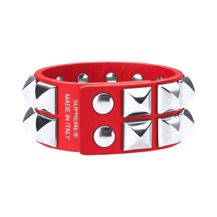 Buy Supreme Studded Leather Bracelet 'Red' - SS26B38 RED | GOAT