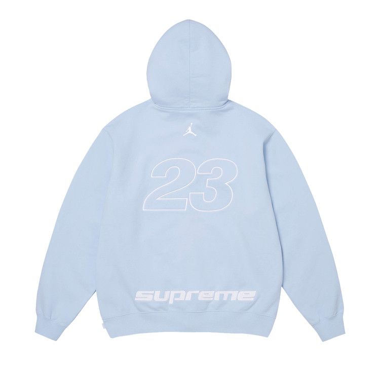 Buy Supreme x Jordan Zip Up Hooded Sweatshirt 'Light Blue