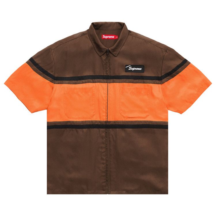 Buy Supreme Silk Zip Up Short-Sleeve Shirt 'Brown' - SS26S42 BROWN
