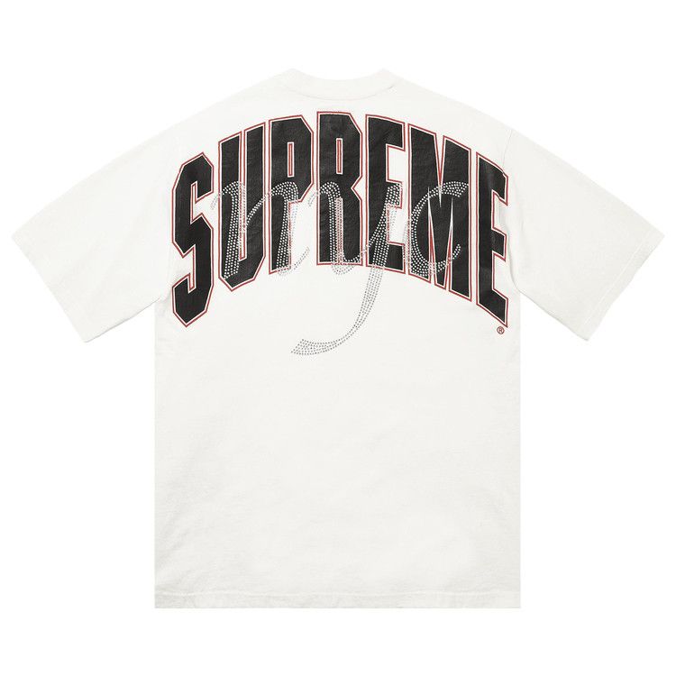 Buy Supreme Rhinestone Script Short-Sleeve Top 'White' - SS26KN86