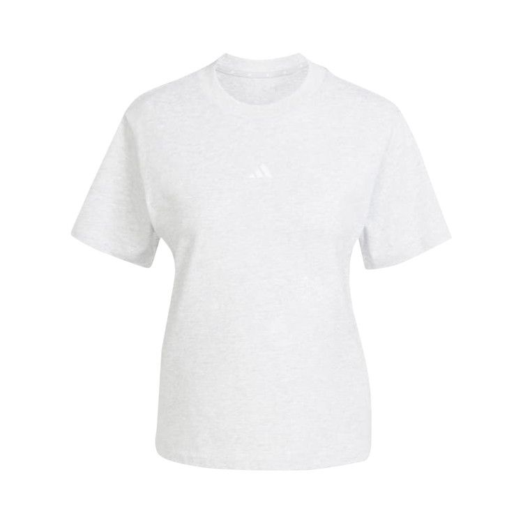 Adidas Essentials Small Logo Cotton Tee 'Light Grey Heather / White' — foto 3