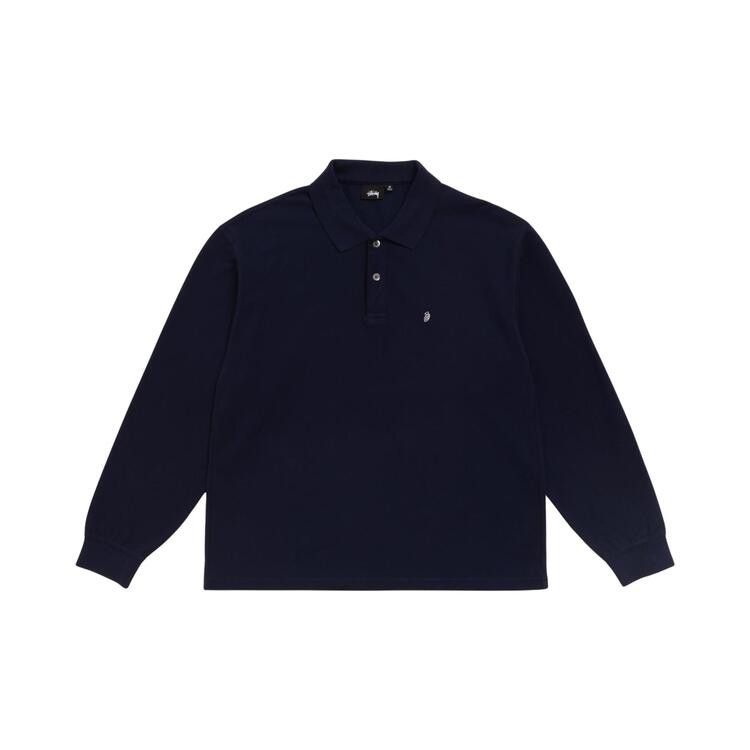 Stussy Classic Pique Long-Sleeve Polo 'Navy'