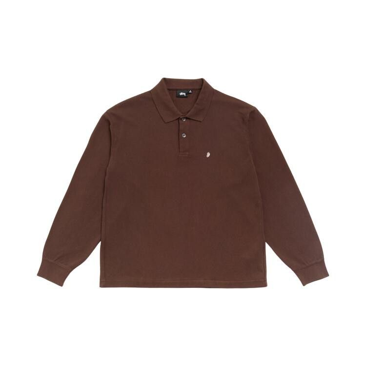 Stussy Classic Pique Long-Sleeve Polo 'Brown'