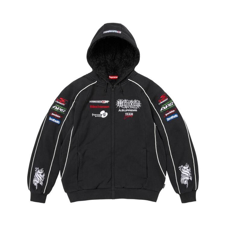 Buy Supreme Racing Lined Zip Up Hooded Sweatshirt 'Black