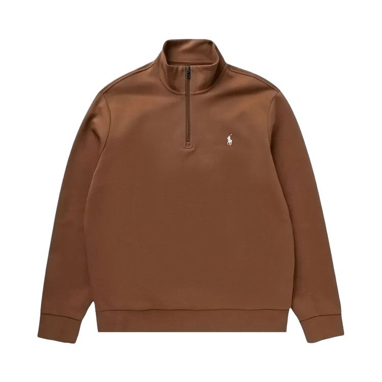 Polo Ralph Lauren Long Sleeve Double Knit Tech 1/4 Zip Pullover Sweatshirt Luggage Brown — foto 2
