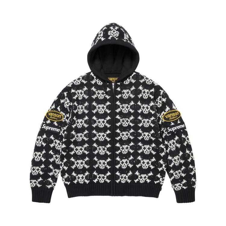 Buy Supreme x Vanson Leathers Skull Zip Up Hooded Sweater 'Black