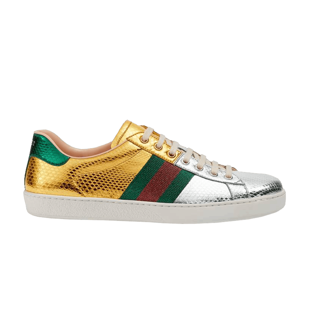 Gucci Ace Metallic Snakeskin 'Gold Silver'