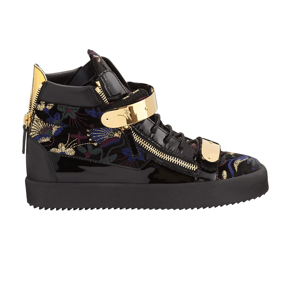 Giuseppe Zanotti Floral Brocade Velvet Double Bar High Top