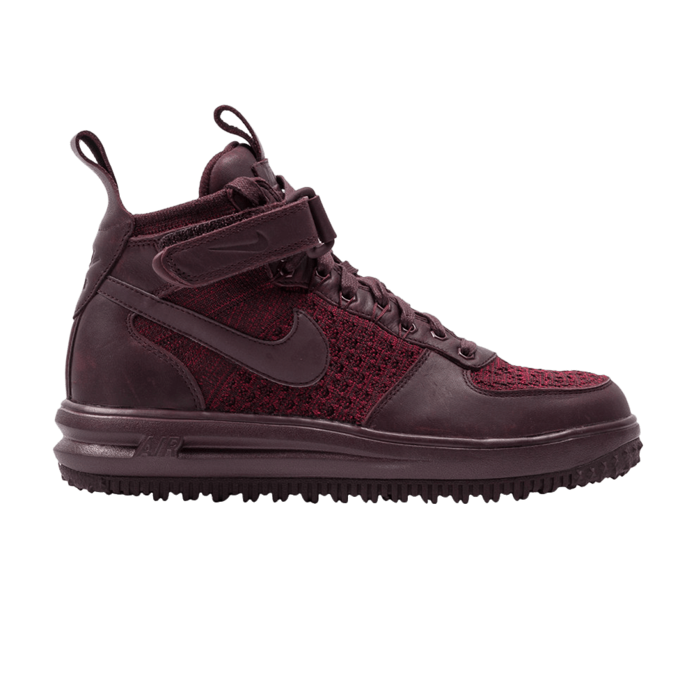 Pre-owned Nike Wmns Lunar Force 1 Flyknit Workboot 'deep Burgundy' In Red
