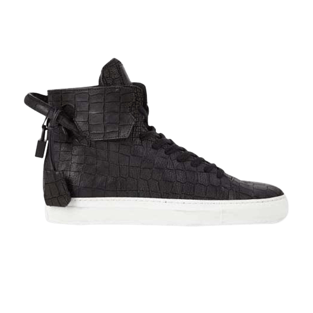 En Noir x Buscemi 125MM Leather High 'Croc Stamped'