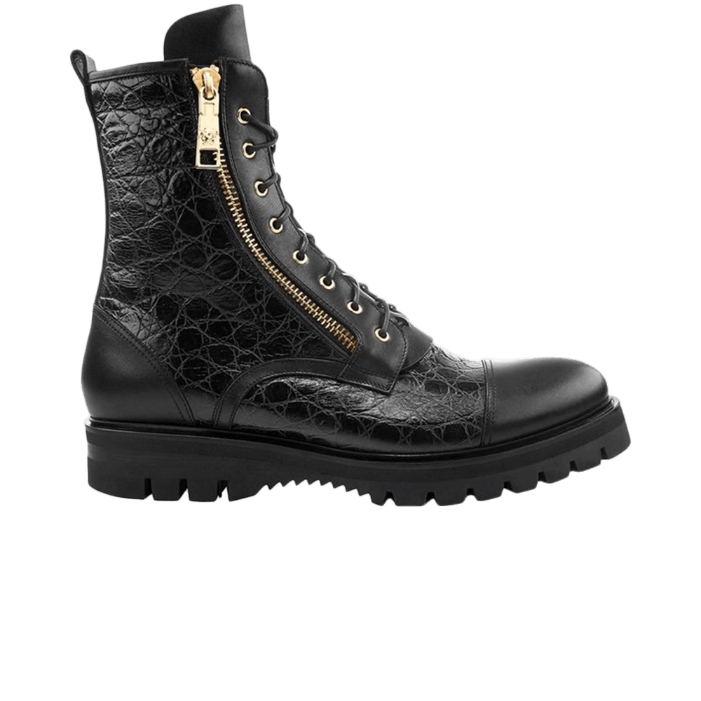 Versace Stamped Croc Army Boot 'Black Gold'