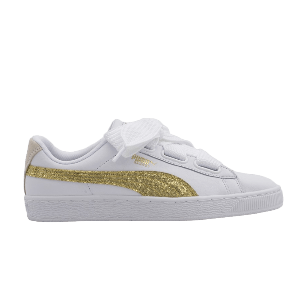 Pre-owned Puma Wmns Basket Heart 'gold Glitter' In White