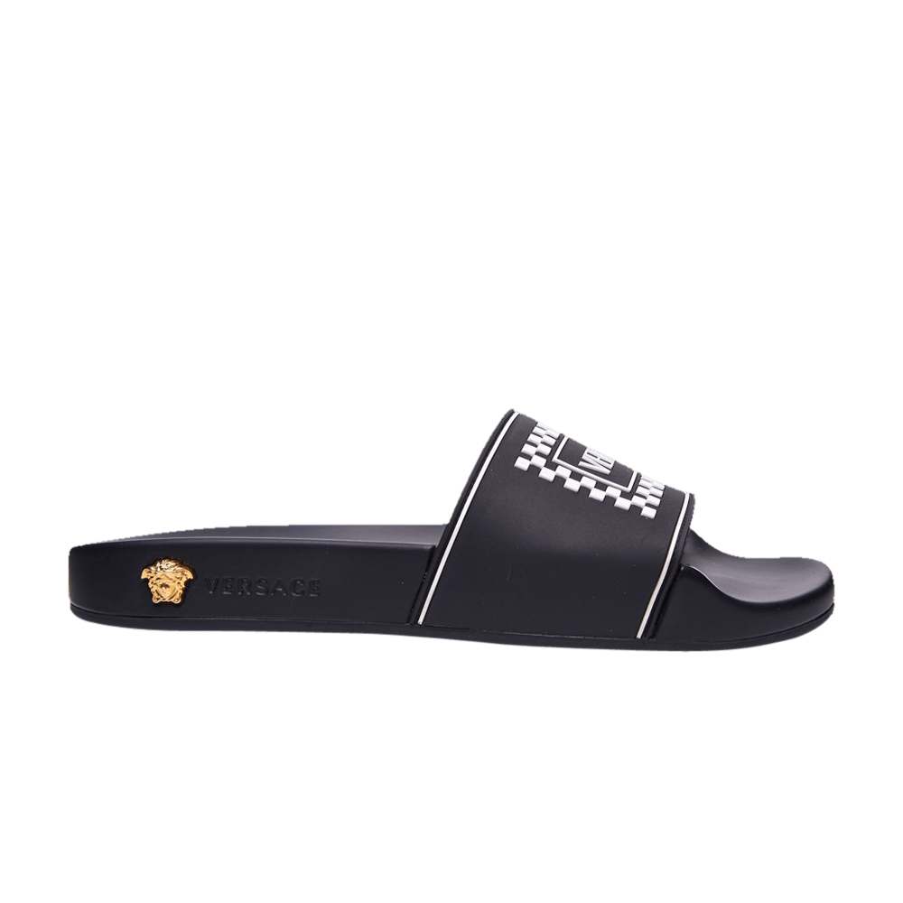 Versace Wmns Logo Pool Slide 'Black Checkerboard'