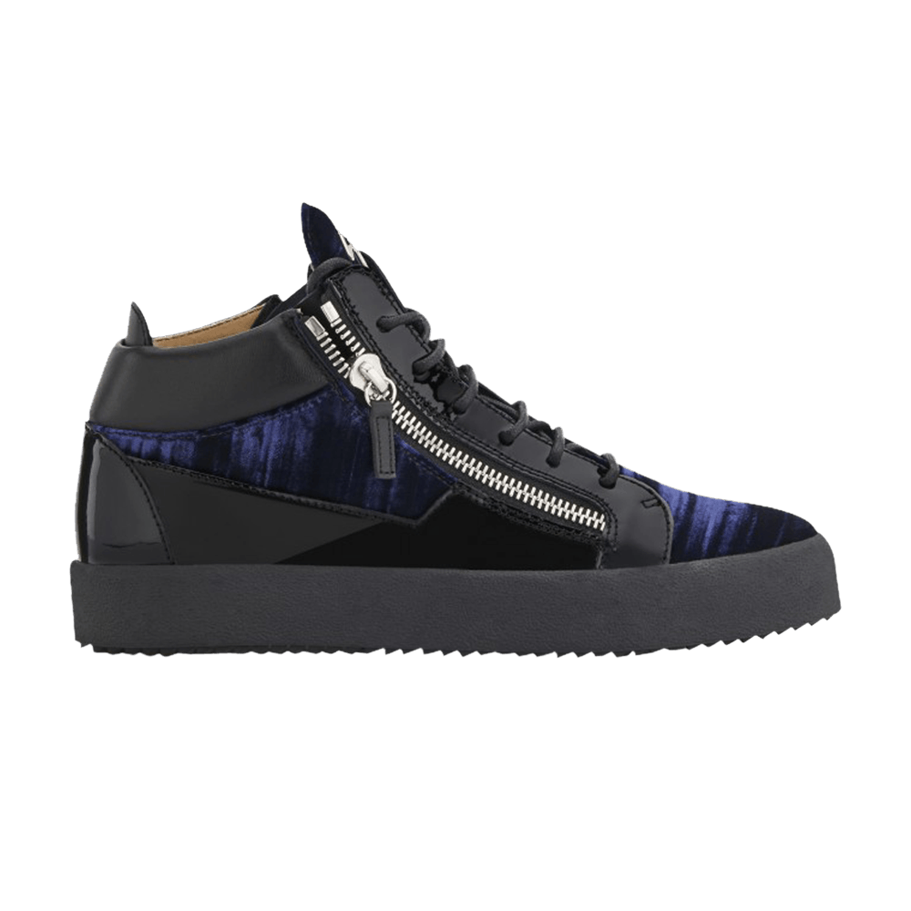 Giuseppe Zanotti Kriss Mid 'Midnight Blue Crumpled Velvet'