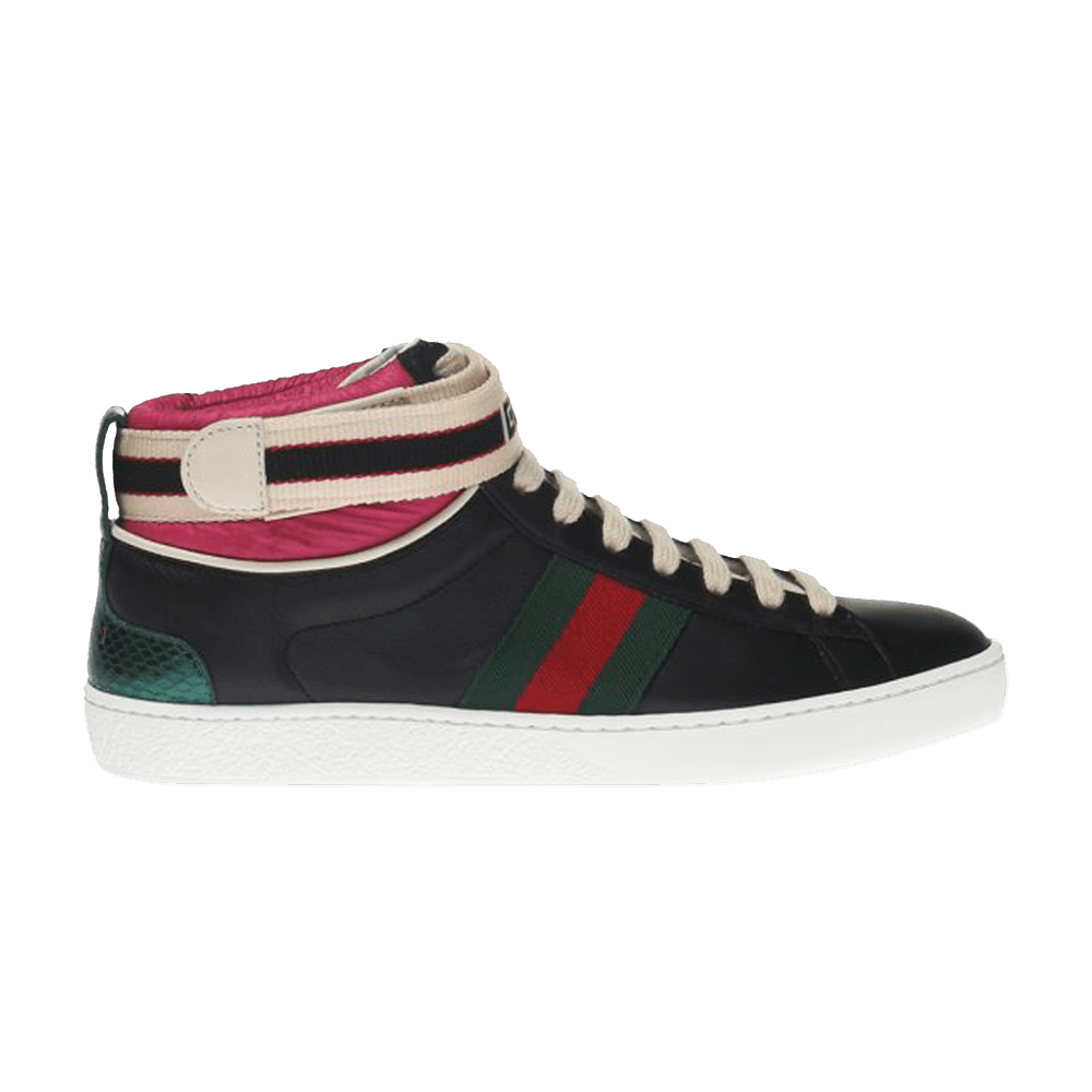 Gucci Wmns Ace Web Stripe High 'Black Pink'