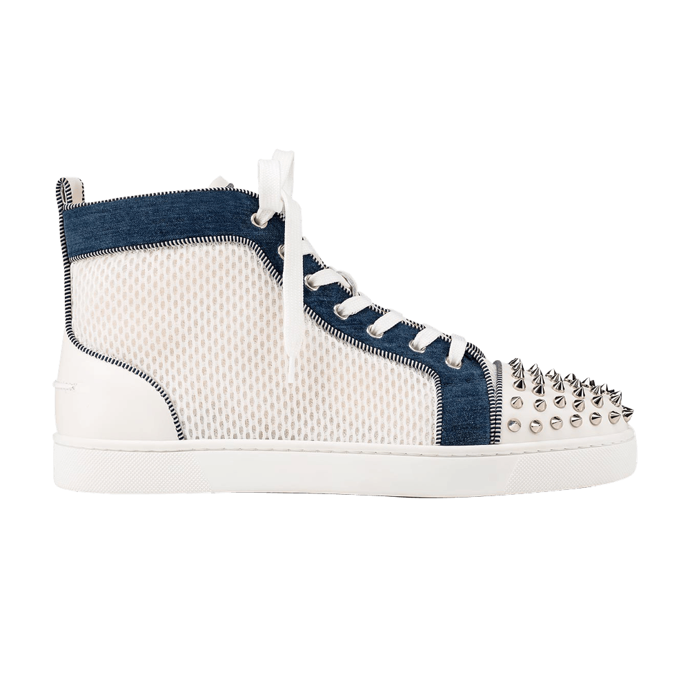 Christian Louboutin Louis Flat Calf Spikes 'White Navy'