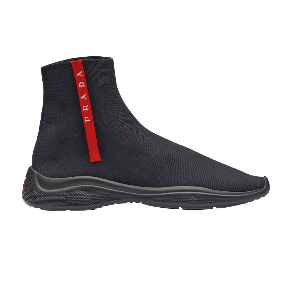 Prada Logo Sock Knit High 'Black'